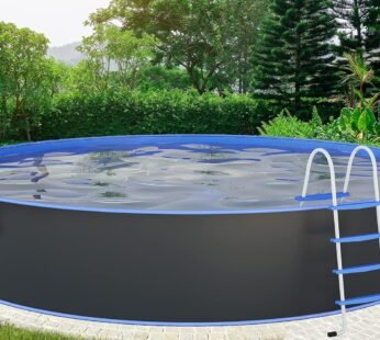 Piscina de Pared de Acero, 350 x 120 cm, Color Antracita