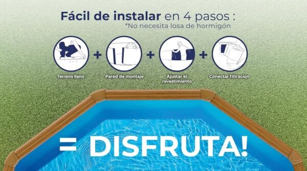  Piscina Elevada Redonda, Aspecto Madera, 300 x 120 cm - Imagen 6
