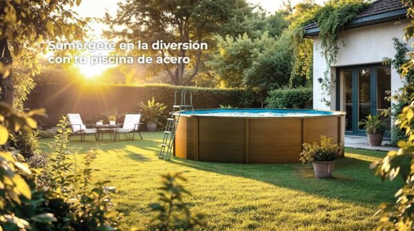  Piscina Elevada Redonda, Aspecto Madera, 300 x 120 cm - Imagen 3